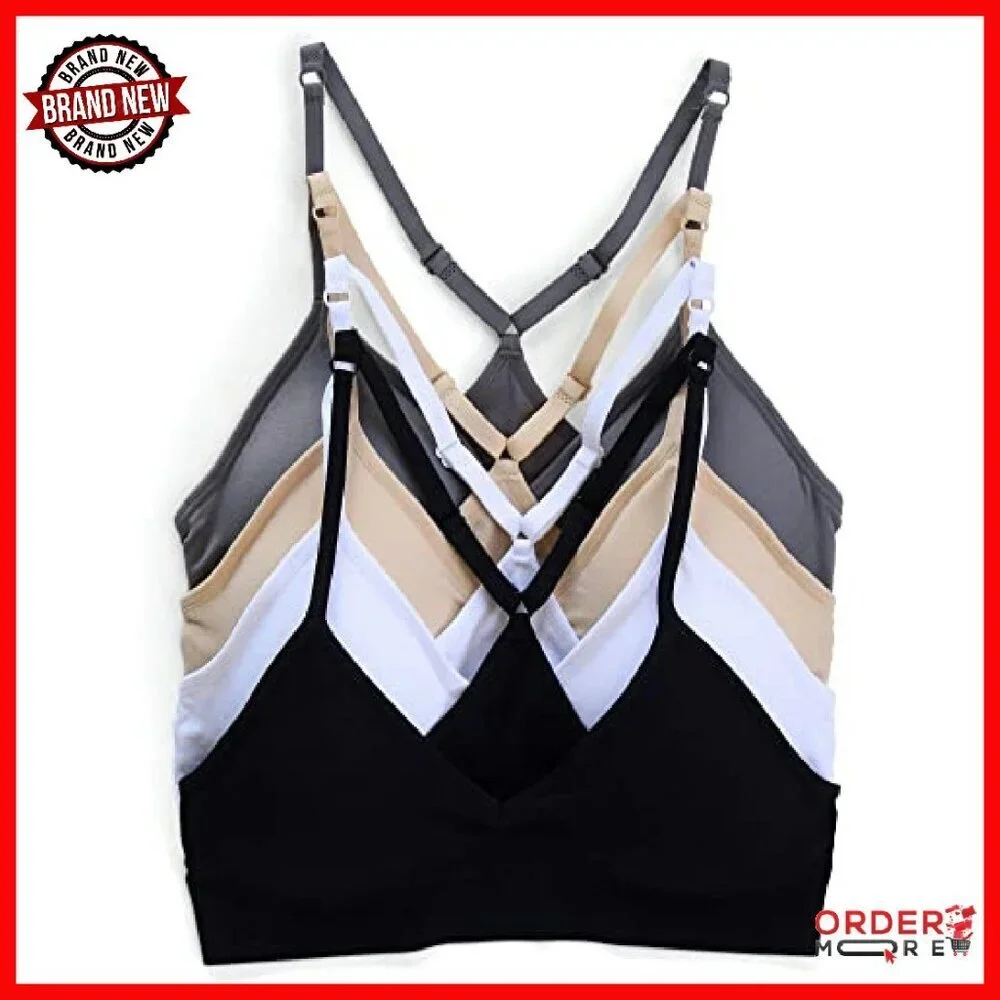 Wirefree Racerback Sports Bralette 4-Pack Seamless Comfort Bra
